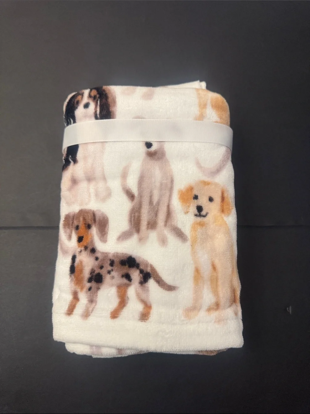 4pc CARO HOME 💯% Cotton Dog Print Pattern Bath Towel Set - Neutral/White